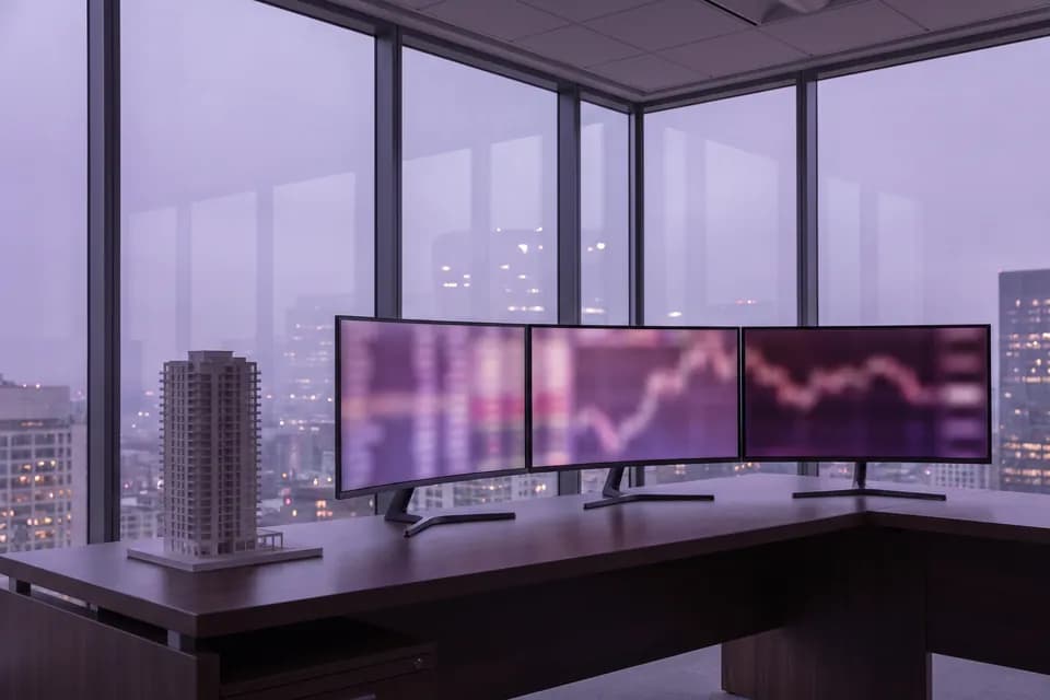 Edificio residencial dividido en bloques digitales